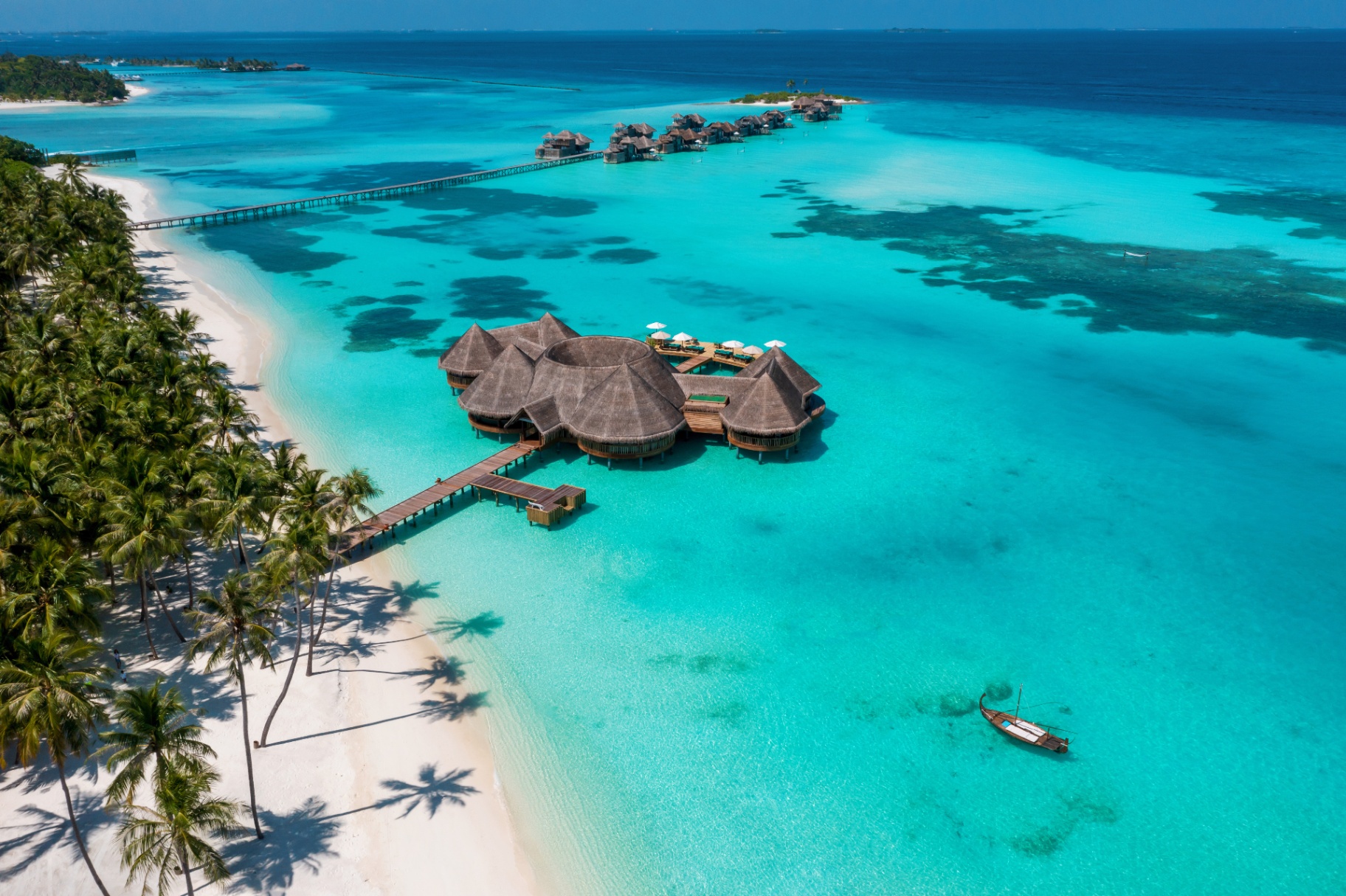 Overwater villas in the Maldives